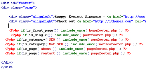 Footer PHP Screenshot Conditional Tags in the Footer File